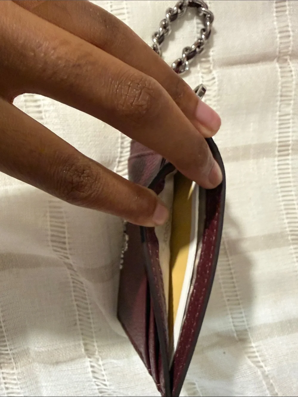 Michael Kors Burgundy Cardholder with Silver Chain